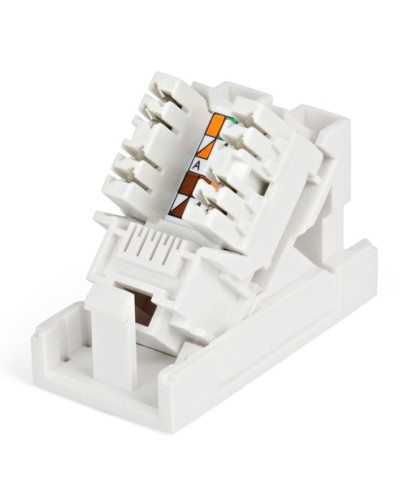 Розетка RJ-45, одинарная, категория 5е, с наклонным модулем Hyperline SIP2K-C5E-M45-22.5 в Санкт-Петербурге Аксессуары для кабель-канала Pintop.ru