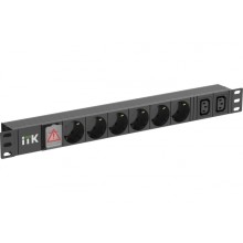 ITK 6 розеток нем. ст. + 2 С13 LED 1U вх. С14 алюмин.(PH12-6D2C133)
