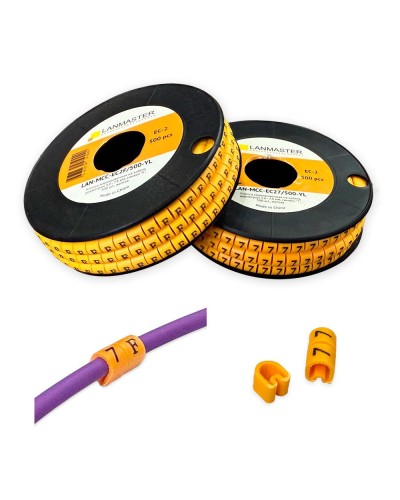 Клипса маркировочная на кабель диаметром 3.6–7.4 мм, символ -, 500 шт., желтая LANMASTER LAN-MCC-EC2-/500-YL в Санкт-Петербурге Аксессуары для стоек и шкафов Pintop.ru