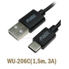 Кабель для передачи данных и зарядки LazsoWU-206C(1,5m, 3А)
