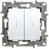 Переключатель двухклавишный с подсветкой Etika Plus 10 AX 250 В белый Legrand 672216