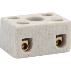 Клемма керамическая винтовая КВ 4 мм² 2 пары контактов с крепежным отверстием (100 шт./уп.) REXANT (07-6221)