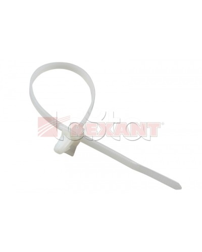 Хомут-стяжка нейлоновый, с крепежным пистоном 4.8х190 мм белый (100шт/уп) REXANT 07-0197 в Санкт-Петербурге Стяжки-хомуты Pintop.ru