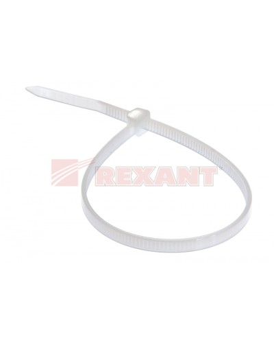 Хомут-стяжка нейлоновый 4х300 мм белый (100шт/уп) REXANT 07-0300 в Санкт-Петербурге Стяжки-хомуты Pintop.ru