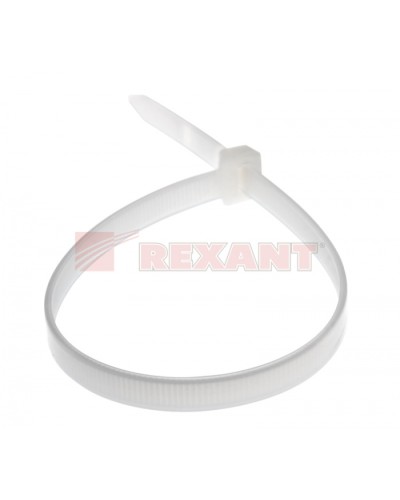 Хомут-стяжка нейлоновый, широкий 8х300 мм белый (100шт/уп) REXANT 07-0302 в Санкт-Петербурге Стяжки-хомуты Pintop.ru