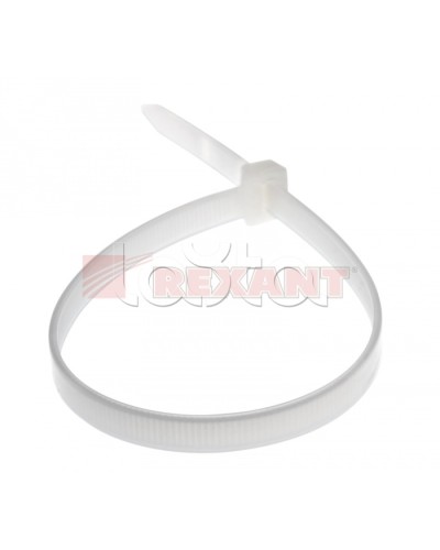 Хомут-стяжка нейлоновый, многоразовый 8x300 мм СКМ-300 белый (100шт/уп) REXANT 07-0309 в Санкт-Петербурге Стяжки-хомуты Pintop.ru