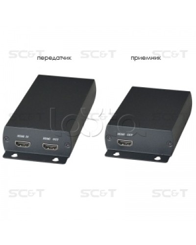 Комплект (передатчик + приёмник) для передачи HDMI по одному кабелю витой пары SC&T HE03 в Санкт-Петербурге Видеоусилители, Модуляторы, Делители Pintop.ru