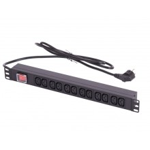 Блок электрических розеток 19" TLK TLK-RSA12-MTF-01-BK