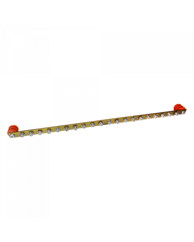 Шина заземления 19, медная 482х15х3 мм, 20 контактов TWT (TWT-EBARH-1U-15x3/20) в Санкт-Петербурге Аксессуары для стоек и шкафов Pintop.ru