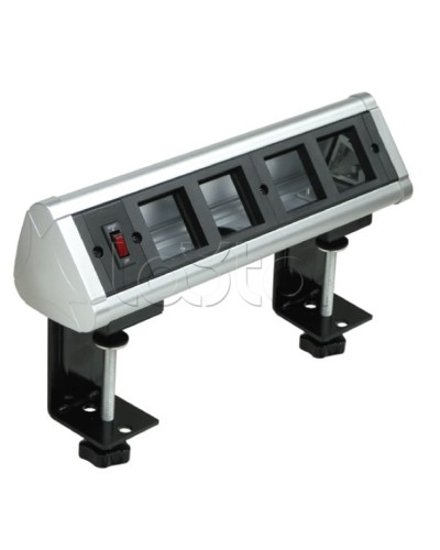 Блок настольный с выключателем нагрузки на 4 модуля (45х45мм) на струбцинах (алюминий) Экопласт 70314 в Санкт-Петербурге Аксессуары для кабель-канала Pintop.ru