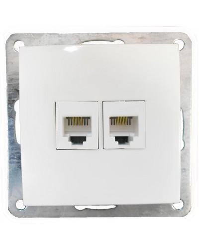 Розетка телефонная двойная 2хRJ-11 с накладкой (белый) LK60 (865604) в Санкт-Петербурге Розетки компьютерные и телефонные Pintop.ru