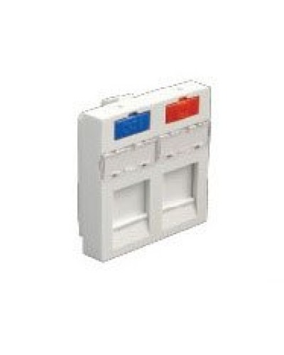 Лицевая панель (накладка) информационной розетки, 45х45 мм, 2 входа Экопласт (87002) в Санкт-Петербурге Розетки компьютерные и телефонные Pintop.ru