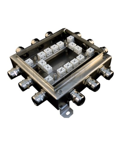 Коробка монтажная огнестойкая Гефест КМ-О (32к*10,0)-IP66 2020нерж, 12 вводов 200х200х60 в Санкт-Петербурге Распределительные коробки Pintop.ru