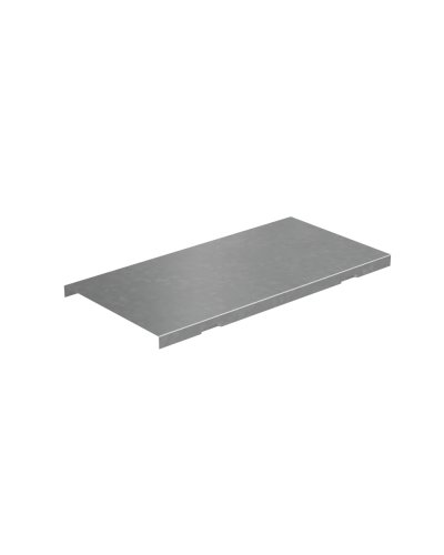 Крышка на вертикальный Т-ответвитель переходник 100-50 мм с разворотом трассы на 90 гр. ПЛЮС (нижняя часть меньше исходной) INOX304 КМ-Профиль (KTDPSplus90-100-50 INOX304) в Санкт-Петербурге Аксессуары для лотков Pintop.ru