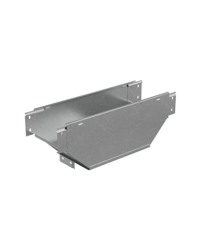 Т-ответвитель переходник 100х150-200 мм верт. c разворотом трассы на 90 гр. ПЛЮС (нижняя часть больше исходной) HD85 КМ-профиль (TDPVplus90-100-150-200 HD85) в Санкт-Петербурге Аксессуары для лотков Pintop.ru