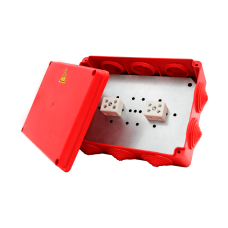 Коробка распределительная огнестойкая КРОПС-П4, IP54, габаритные размеры 150х110х70 мм, для кабелей сечением до 25 мм2, 3 клеммы КМ-Профиль (FRJB-KM-P4-25-03-КРОПС-IP54)