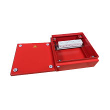 Коробка распределительная огнестойкая КРОПС, IP55, габаритные размеры 150х150х80 мм, для кабелей сечением до 6 мм2, 4 клеммы КМ-Профиль (FRJB-KM-ST5-6-04-КРОПС-IP55)