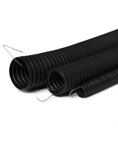 Труба гофрированная FRHF, трудногорючая, безгалогенная 50 мм, гибкая со стальной протяжкой, чёрная (15м) ПожТехКабель 713-006 в Санкт-Петербурге Труба гофрированная Pintop.ru