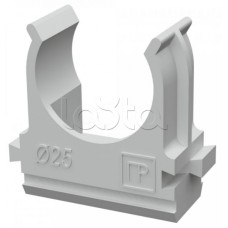 Крепеж-клипса для труб АБС-пластик в п/э д25 (100шт/1000шт уп/кор) Промрукав (PR.02625)