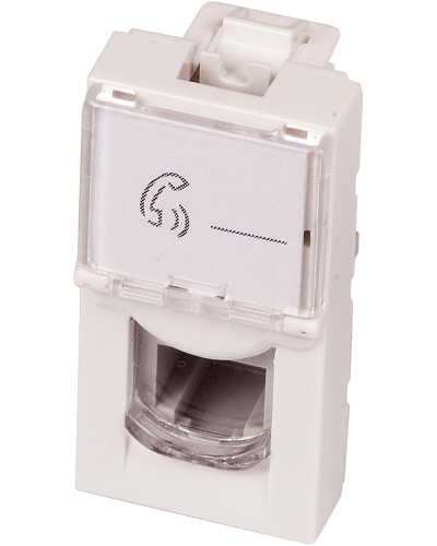 Вставка Mosaic 22.5x45, RJ-11, со шторкой и увеличенным окном маркировки, белая LANMASTER LAN-SIP-22TEL-WH в Санкт-Петербурге Коммутационные изделия Pintop.ru
