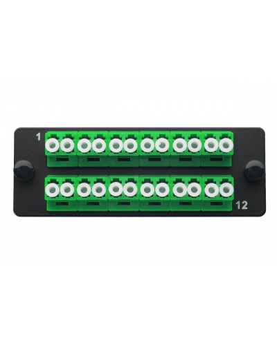 Комплект планка Q-SLOT с 12 адаптерами дуплекс LC OS2, монтажные шнуры, КДЗС Eurolan 38M-S2-2L-12BL в Санкт-Петербурге Коннекторы Pintop.ru