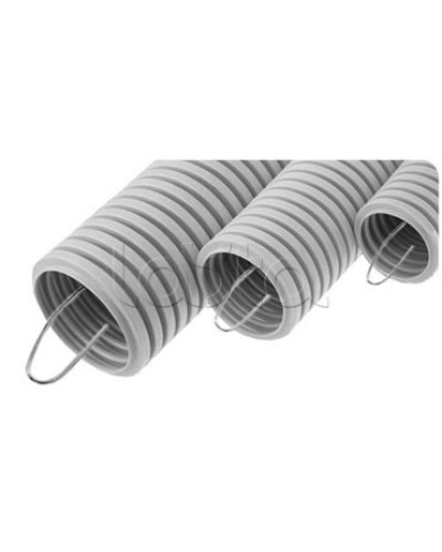 NR050 Усиленная двустен. труба ПНД гибкая, тип 750, SN38, с зондом, D50мм (50м) цвет красный Экопласт (821050) в Санкт-Петербурге Труба гофрированная Pintop.ru