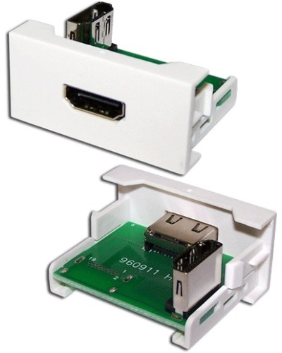 Вставка Mosaic 22.5x45 с адаптером HDMI 90 градусов, мама, белая LANMASTER (LAN-WA-LP-HD90F-WH) в Санкт-Петербурге Коннекторы и разъемы Pintop.ru