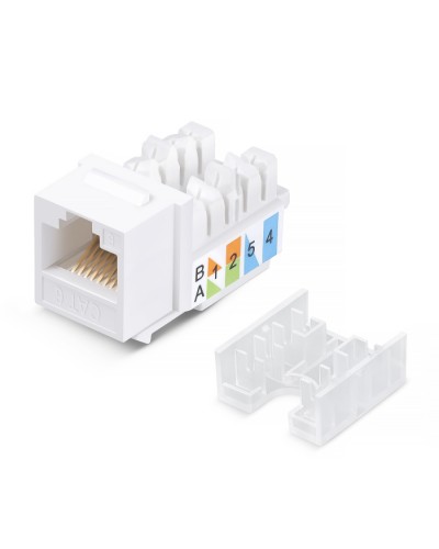 Вставка Keystone Jack RJ-45, категория 6, заделка тип 110, белая, со стяжкой Cabeus KJ-RJ45-Cat.6-90-SW в Санкт-Петербурге Модули Keystone Pintop.ru