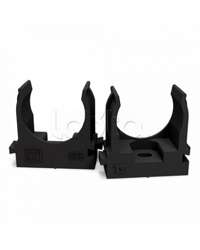 Крепеж-клипса для труб атмосферостойкая для монтажного пистолета черная в п/э d25 мм (100шт/700шт уп/кор) Промрукав (PR13.0407) в Санкт-Петербурге Держатели, клипсы, скобы Pintop.ru