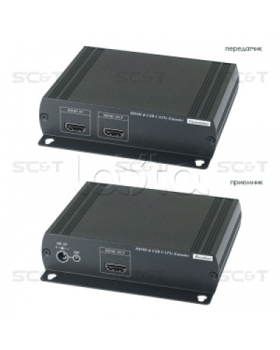 Удлинитель HDMI KVM (комплект приёмник + передатчик) по Ethernet до 120м (CAT5e) SC&T HKM01E в Санкт-Петербурге Видеоусилители, Модуляторы, Делители Pintop.ru