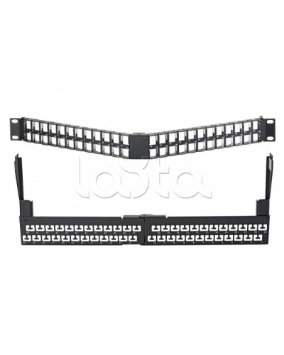 Коммутационная угловая панель 19” наборная, FTP, 1U, 48 портов, черный Eurolan (27A-00-48-01BL) в Санкт-Петербурге Патч панель Pintop.ru