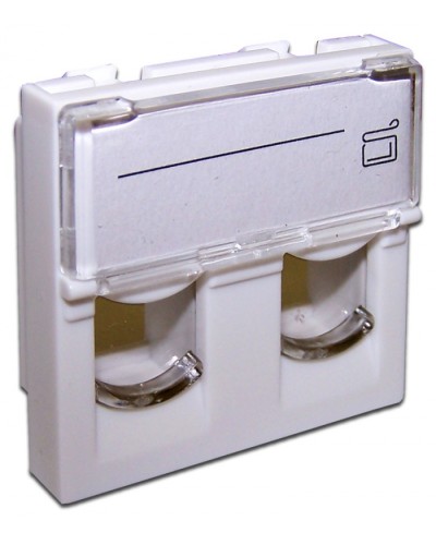 Вставка 45x45 на 2 модуля, со шторкой и увеличенным окном маркировки, белая LANMASTER (LAN-SIP-24L-WH) в Санкт-Петербурге Коннекторы и разъемы Pintop.ru