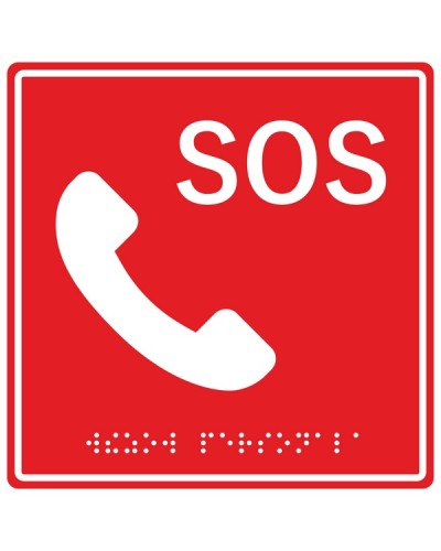 Табличка тактильная с пиктограммой SOS с трубкой Hostcall MP-010R2 в Санкт-Петербурге Система оповещения и трансляции Hostcall Pintop.ru