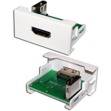 Вставка Mosaic 22.5x45 с адаптером HDMI 90 градусов, мама, белая LANMASTER (LAN-WA-LP-HD90F-WH)