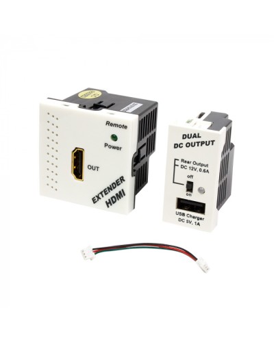 Конвертор RJ45-HDMI, приемник + БП формата Mosaic, 45x45мм + 22.5х45мм, белые LANMASTER (LAN-SIP-23HDMI/RX-WH) в Санкт-Петербурге Медиаконвертеры Pintop.ru